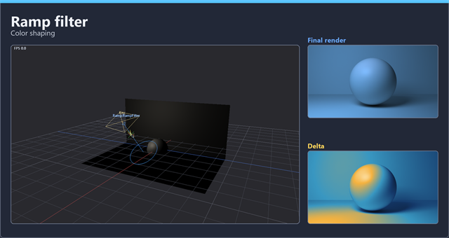 Ramp light filter: color shaping viewport guide with final render and delta proof